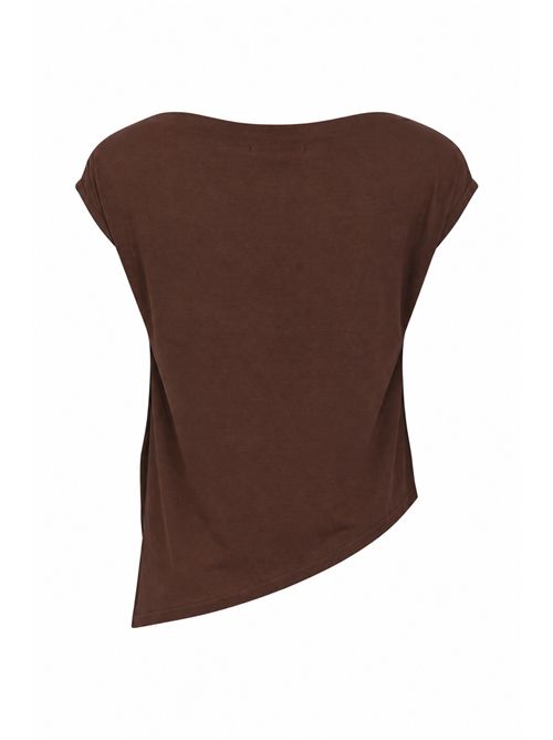 Top in ice cotton con scollo a barca Cioccolato Alpha Studio | AD-6452C2009